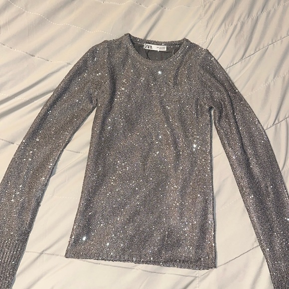 Zara sequin silver top - Picture 3 of 8